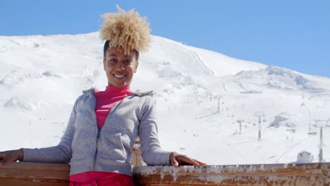 gorgeous young woman relaxing at a winter resort