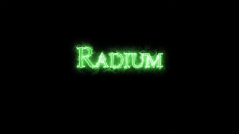 radium, chemical element, written with fire. loop