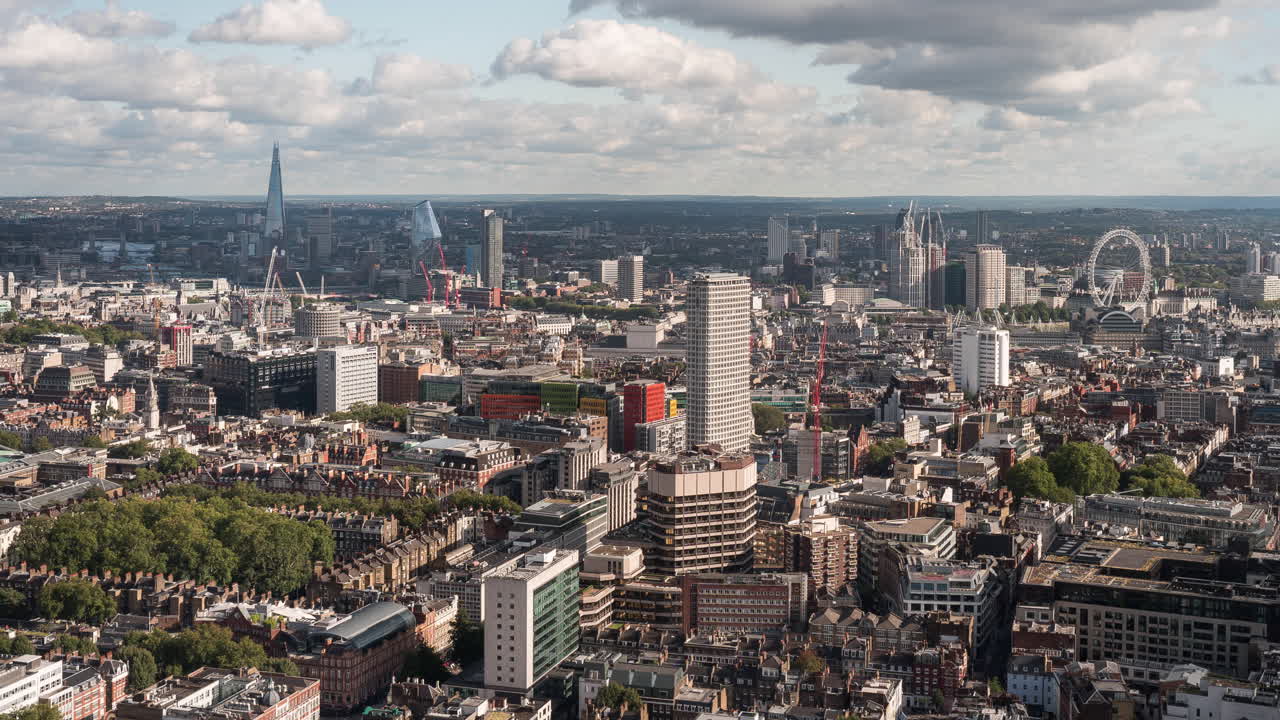 Timelapse from the BT Tower in London from the 34th floor viewing platform on a bright sunny day