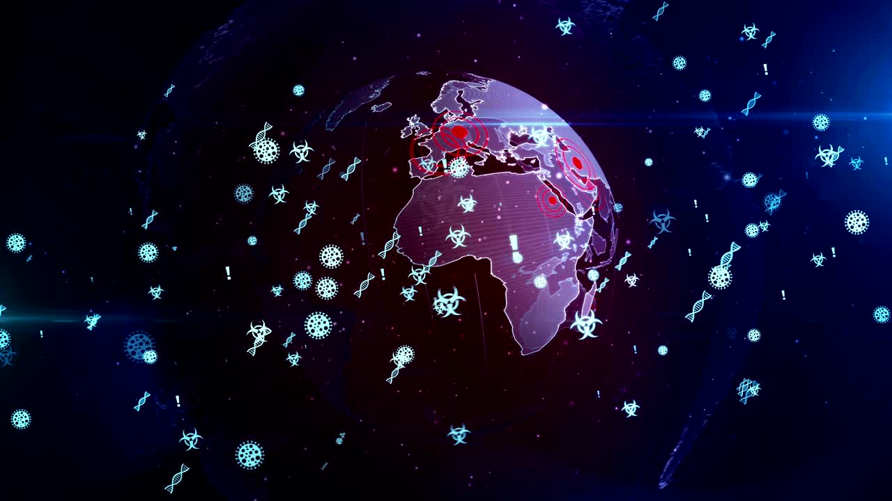 바이러스 글로벌 팬데은 루프와 끊임없는 배경입니다.