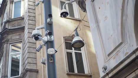 security cameras on a street pole