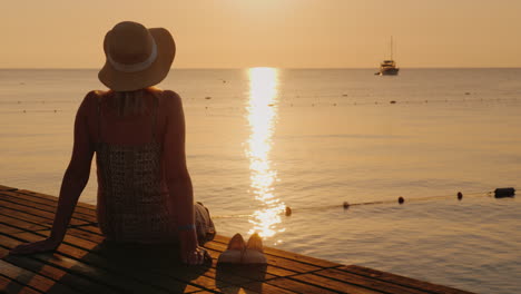 Silence-And-Pacification-In-The-Early-Morning-On-The-Sea-Pier-The-Girl-Enjoys-Loneliness