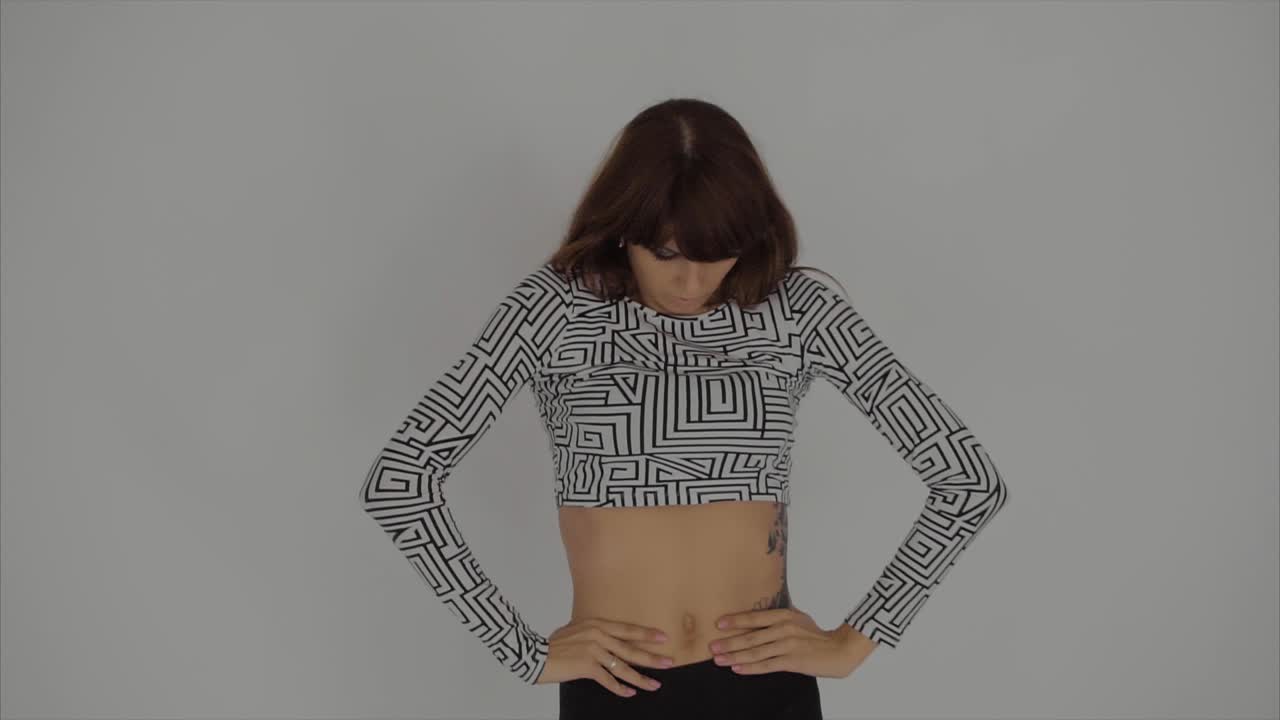 Woman in patterned crop top