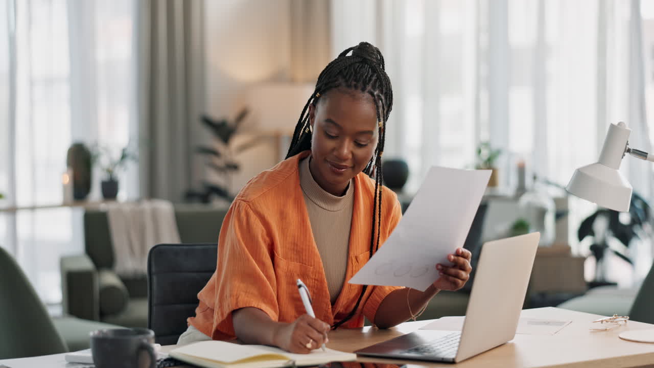 Black woman in home office