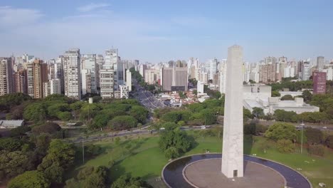 Ibirapuera-Park-in-Sao-Paulo-center-with-the-famous-monument--aerial-shot-summer-sunset