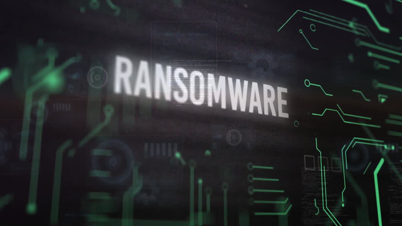 Animation of data processing over ransomware text