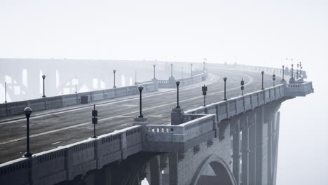 empty bridge in fog