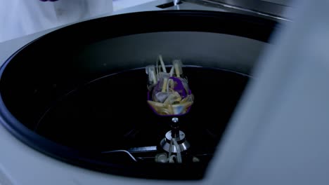 técnico de laboratorio colocando bolsas de sangre en la máquina 4k