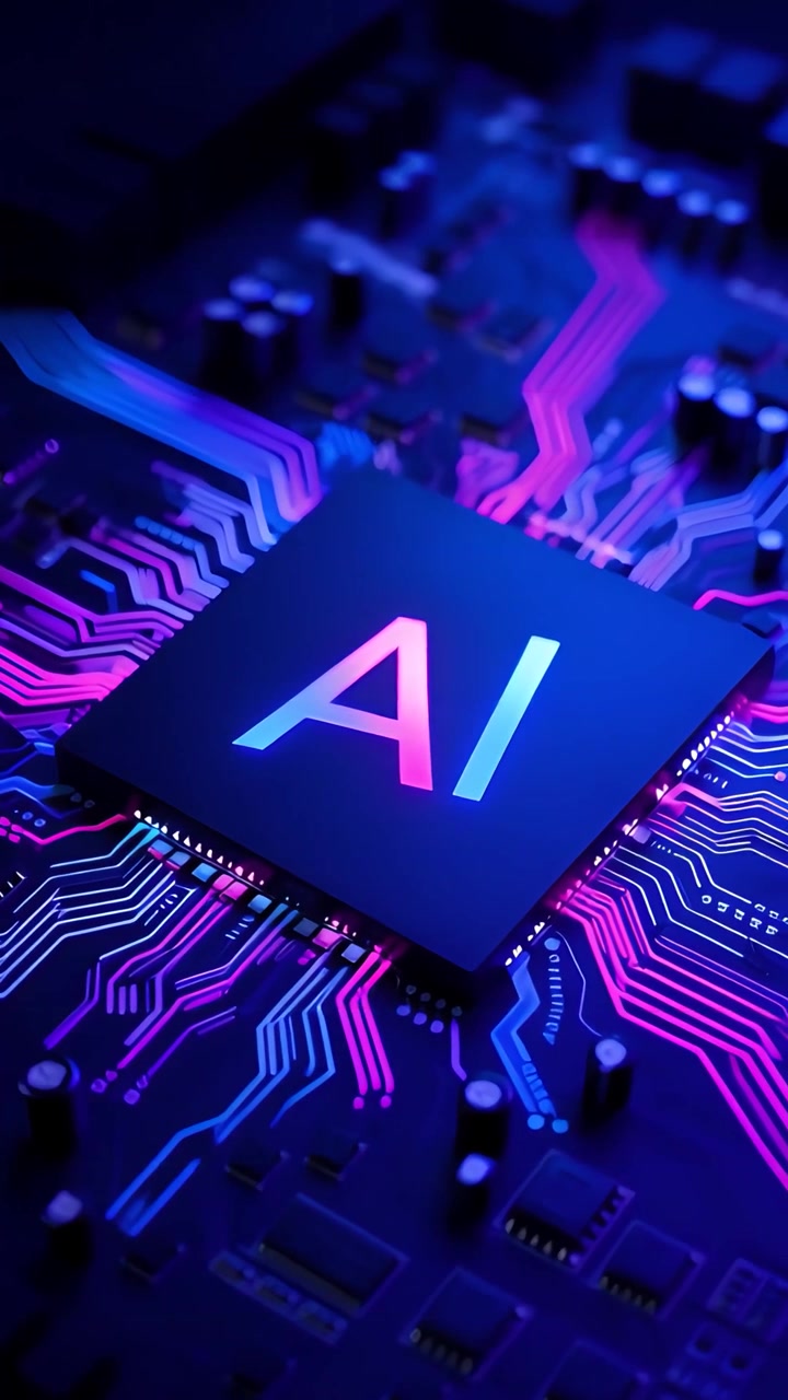 Futuristic AI Chip Motherboard Technology Background 4K