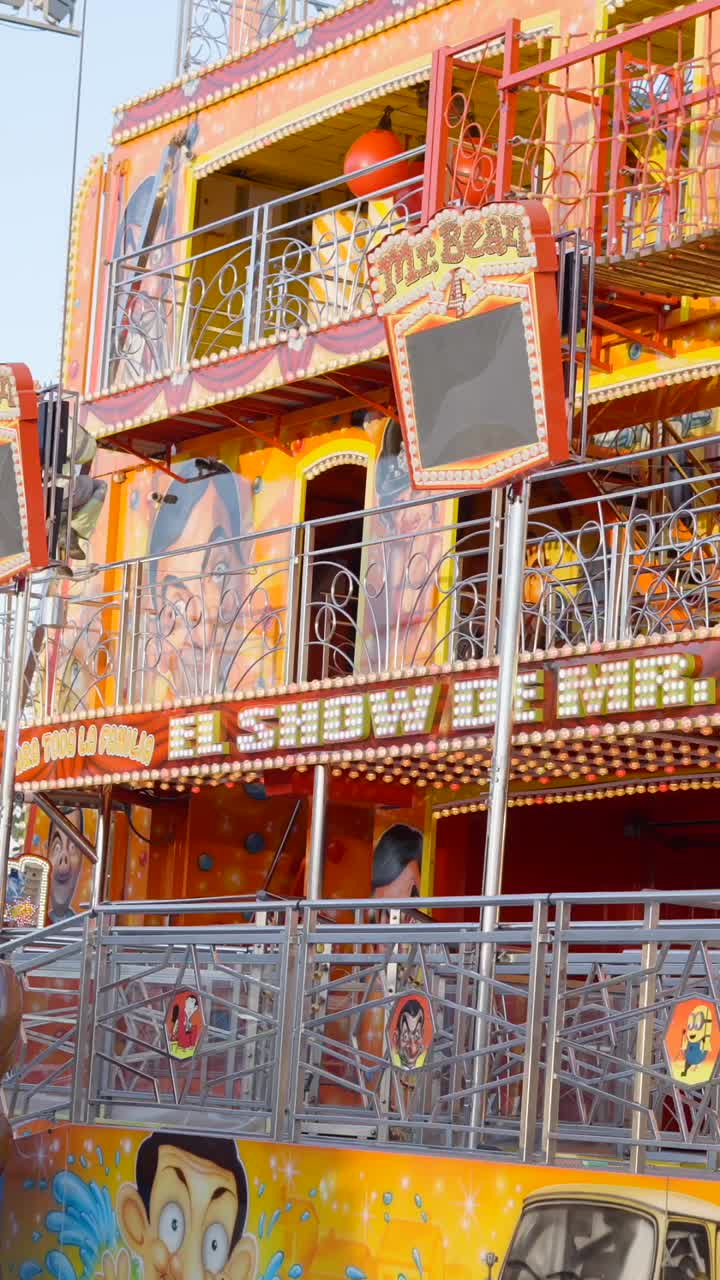 Mr. Bean themed multi-story carnival ride at an amusement park