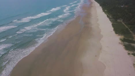the stunning scenery of a lush green island in bahia with beautiful waves splashing to the island  - perfect for summer activities - aerial shot