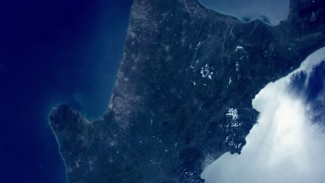우주에서 볼 수 있는 지구. 반도 뷰. nasa 공공 도메인 이미지