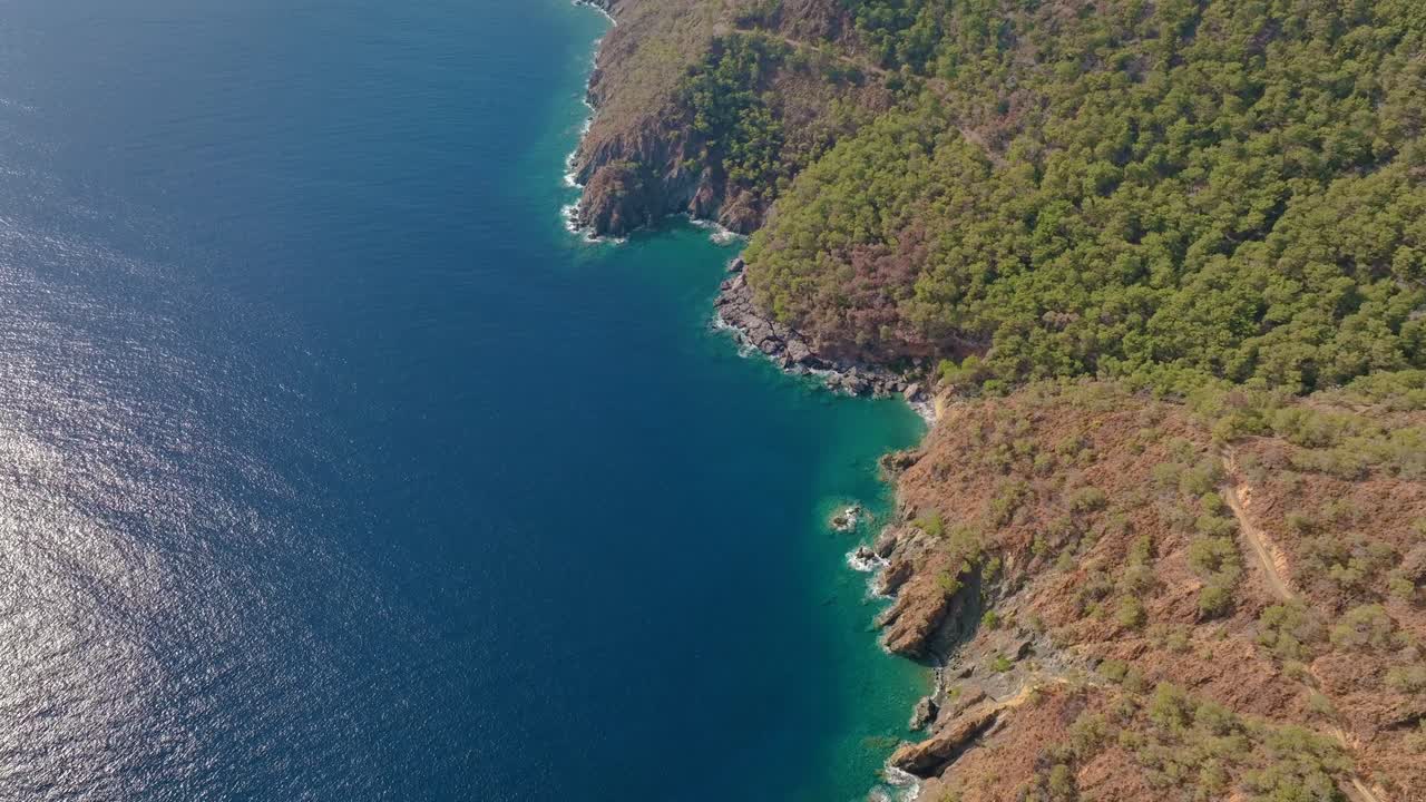 Coastal Landscape with Turquoise Water and Lush Vegetation