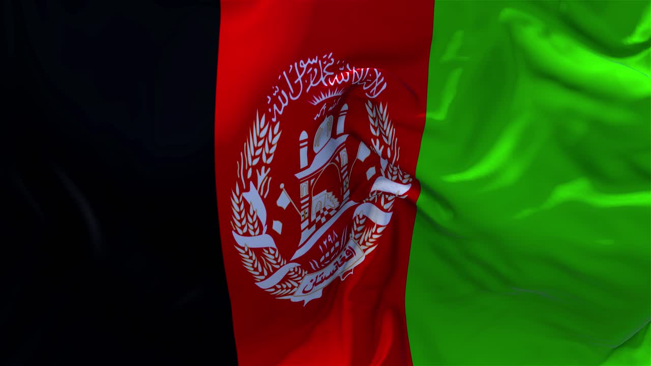 03. Afghanistan Flag Waving in Wind Slow Motion Animation . 4K Realistic Fabric Texture Flag Smooth Blowing on a windy day Continuous Seamless Loop Background.