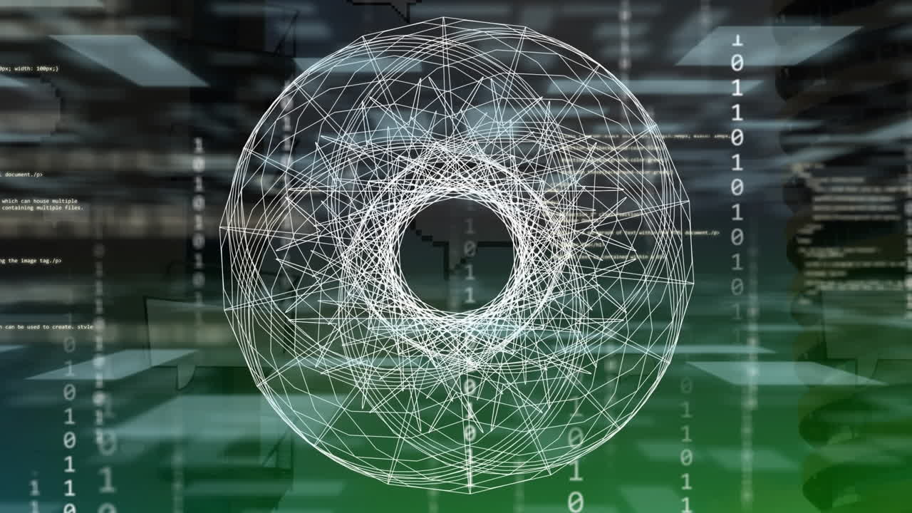 анимация обработки данных над городским пейзажем