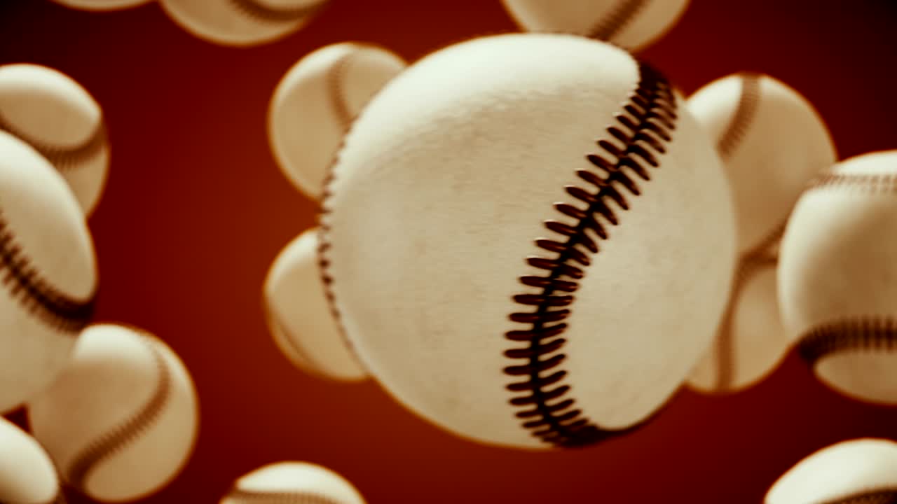 palla da baseball in rotazione e transizione con luma matte canale alfa - loop senza cuciture - video stock