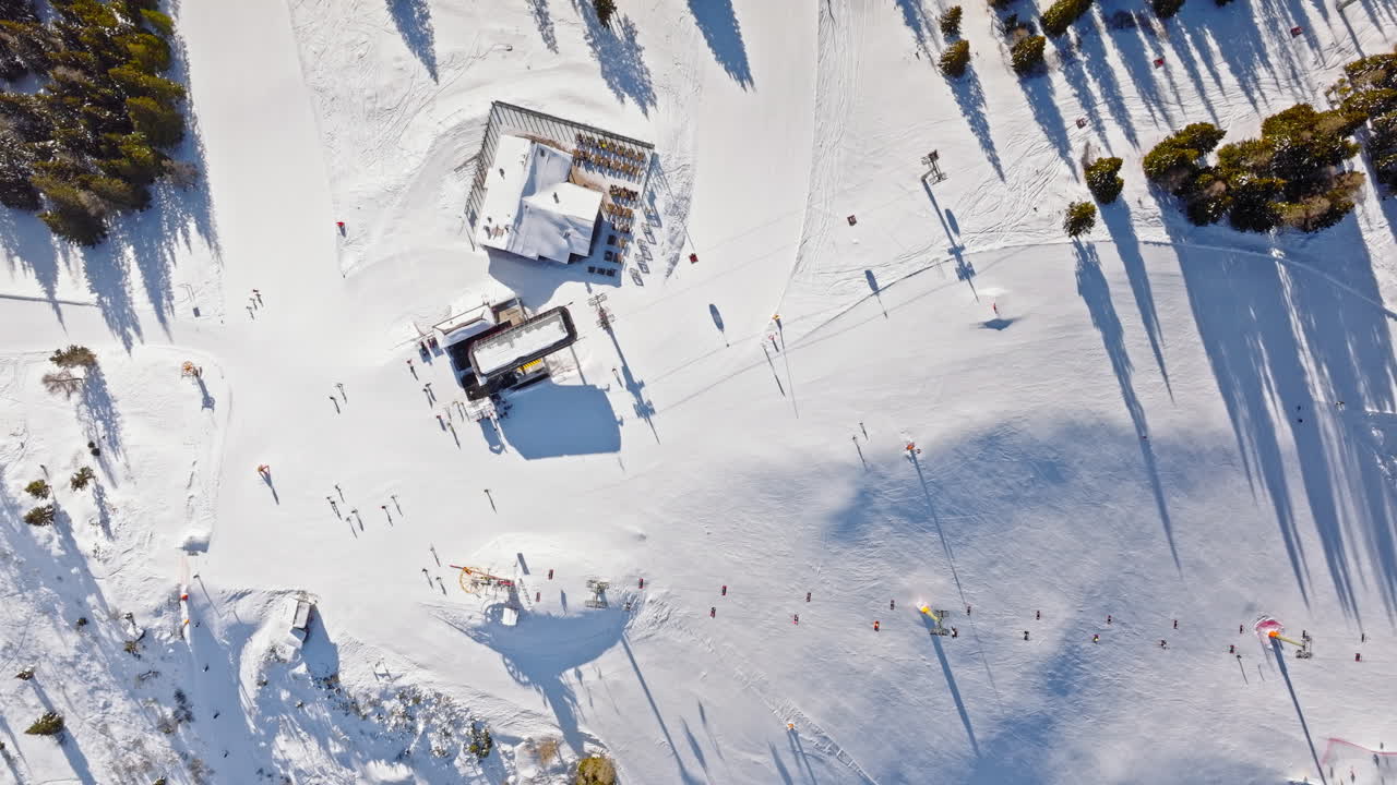 Aerial drone view of a ski resort in Col dei Baldi, Alleghe, in the Dolomites, Italy in daylight