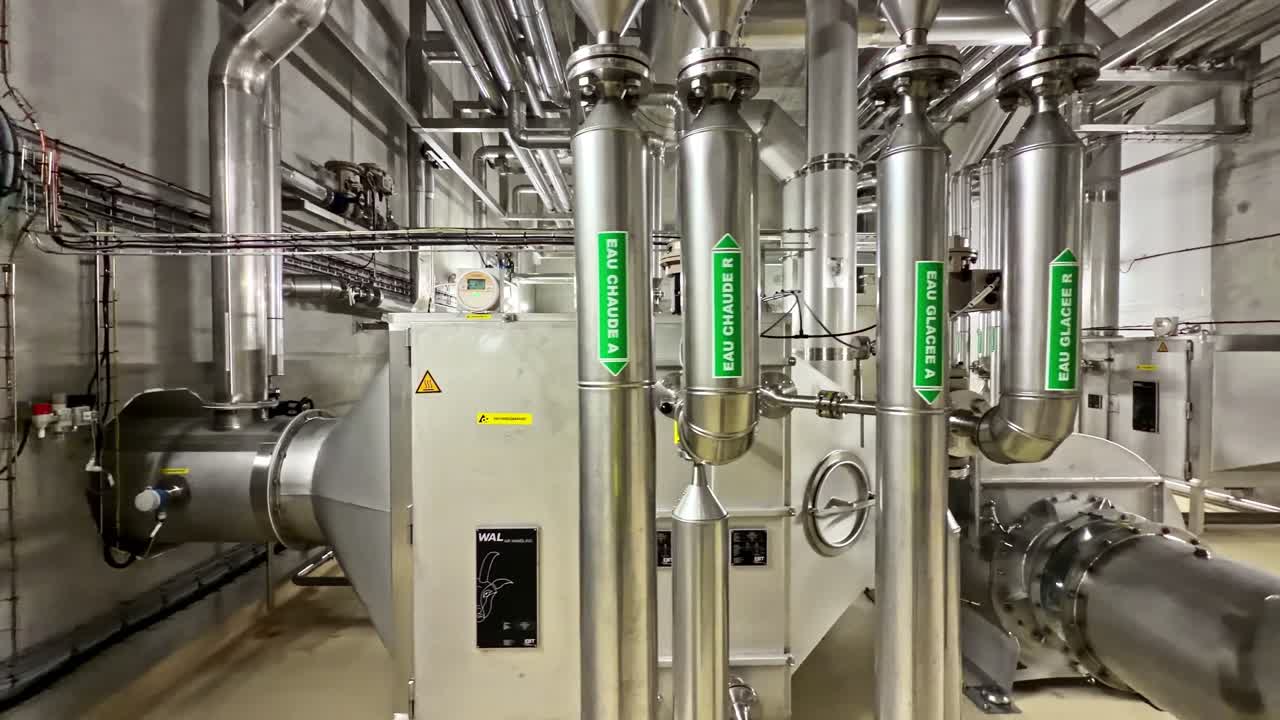 Industrial control equipment, piping corridor inside water processing facility