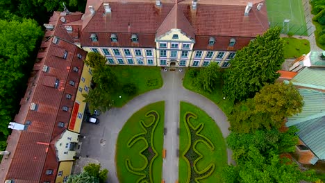 aerial: oliwa public park in sopot, poland