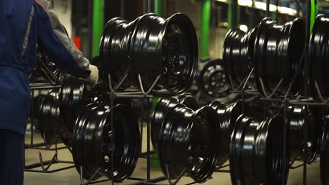 black painted car wheels production line