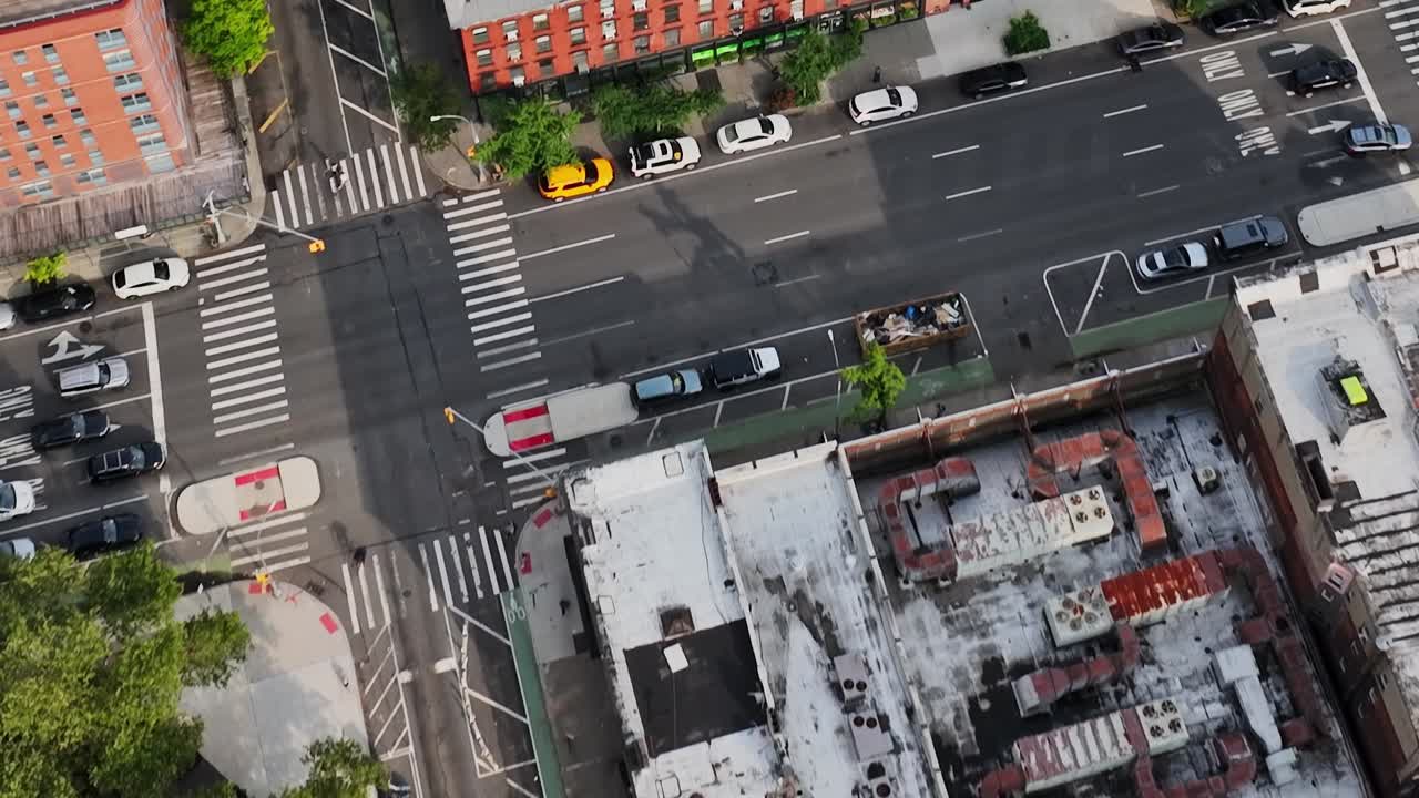Aerial view of vibrant neighborhood streets in New York City