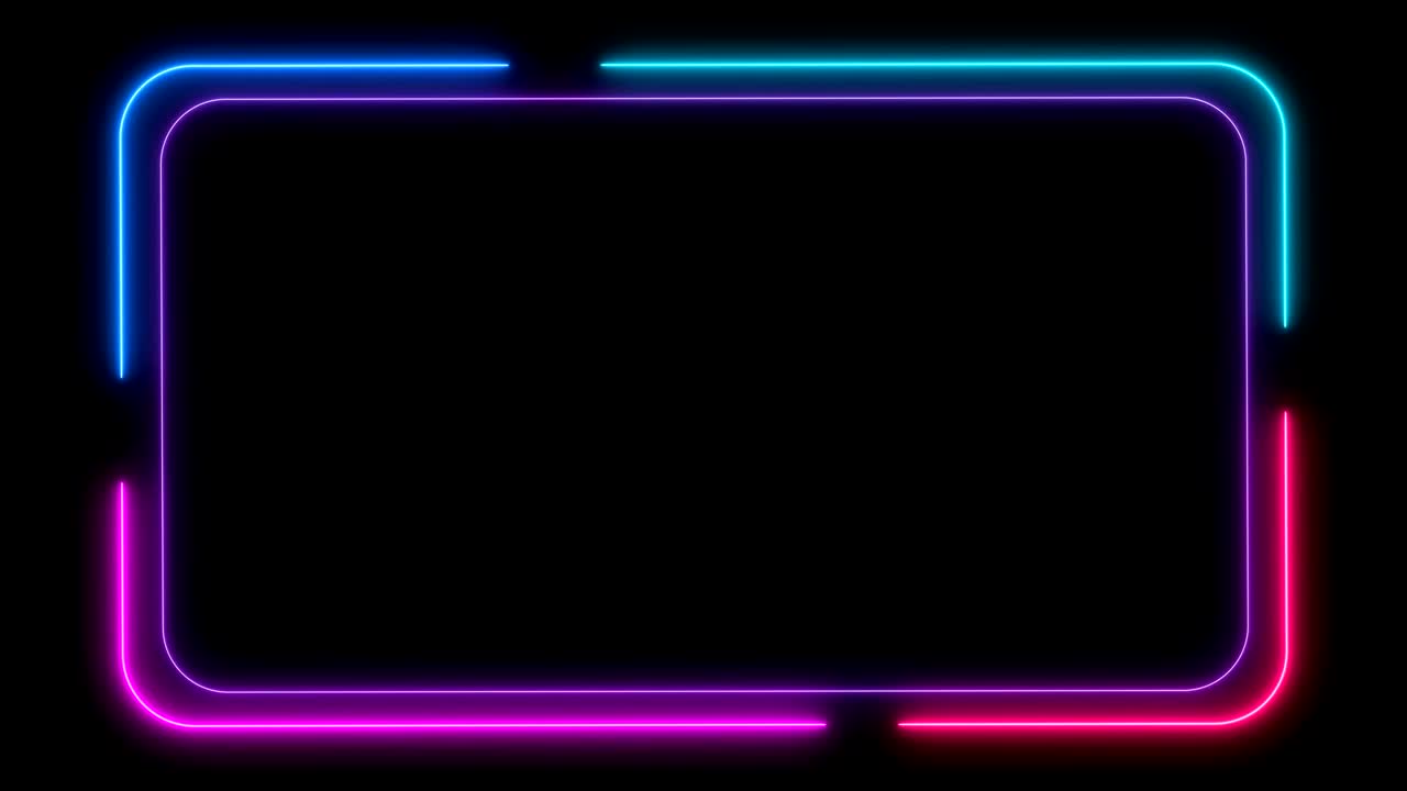 marco de neón de luz abstracta en fondo negro. espectáculo de láser animación en bucle. video 4k