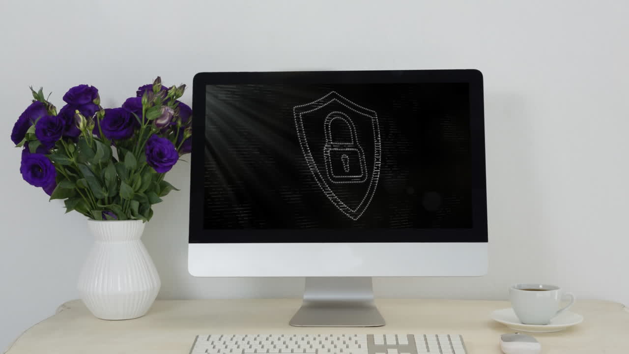 컴퓨터 화면에 있는 보안 락 아이콘