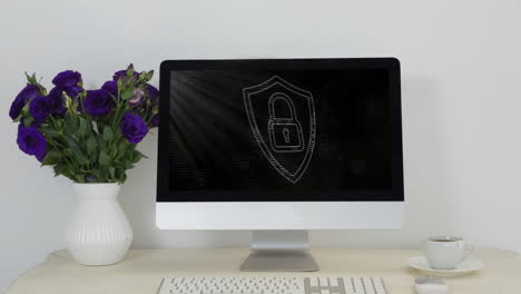 icono de bloqueo de seguridad en la pantalla de la computadora