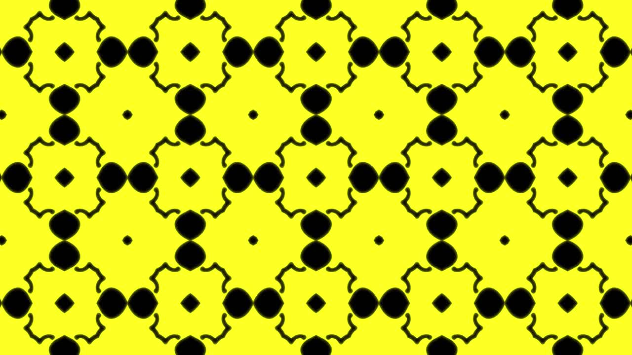 Abstract yellow geometric seamless pattern background. Abstract Stripes Kaleidoscope Loop. Fast Psychedelic Colorful Kaleidoscope VJ background. Disco Abstract Motion Background. Kaleidoscope effect
