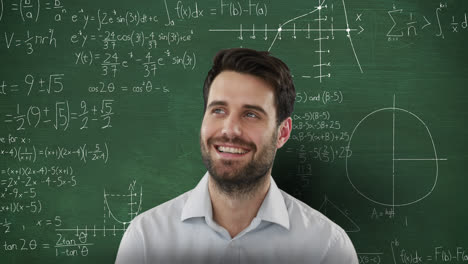 Mann-Vor-Sich-Bewegenden-Mathematischen-Formeln-Auf-Der-Tafel