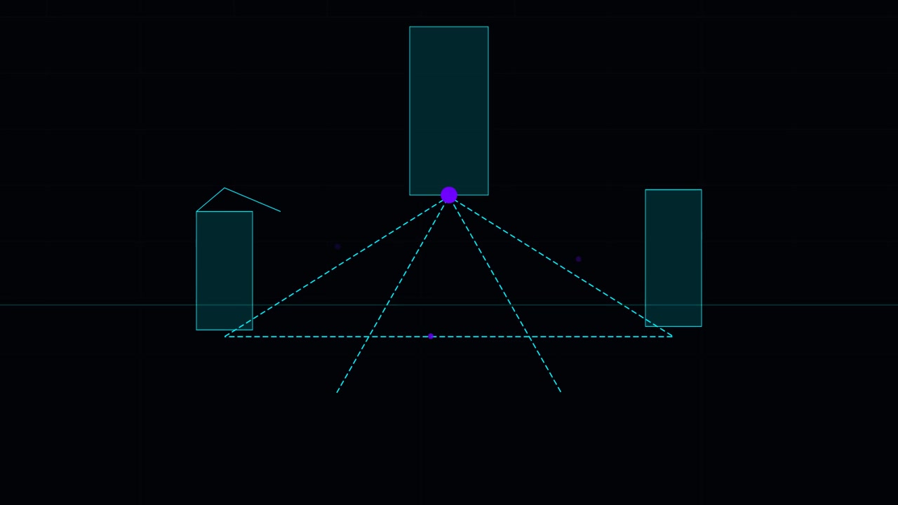 Animación Geométrica Abstracta con Puntos en Movimiento y Líneas Conectoras