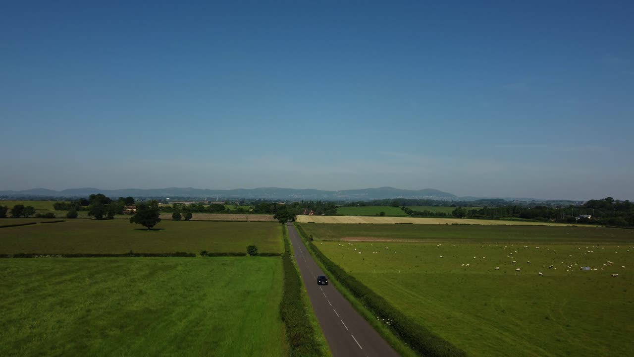 Aerial view of a road through the countryside