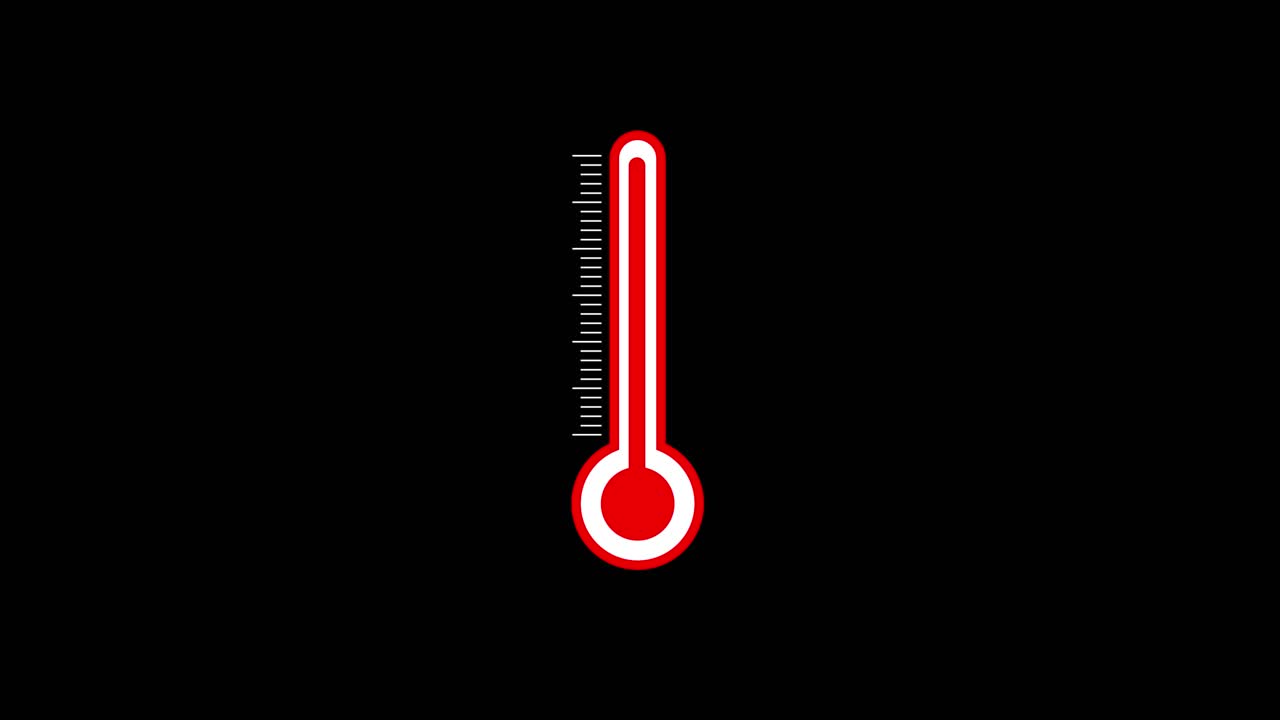A red thermometer on a black background