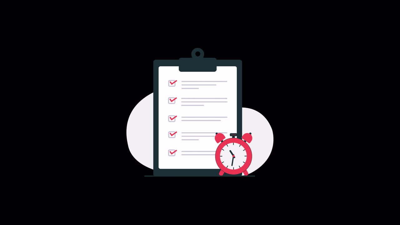 Animated Illustration of Checklist and Alarm Clock