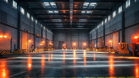 a large warehouse filled with lots of boxes and lights