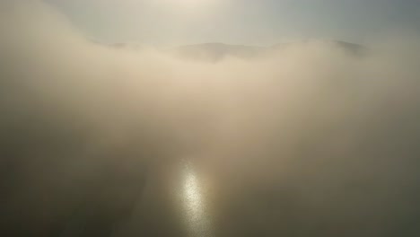 aerial footage beautiful nature norway over the clouds.