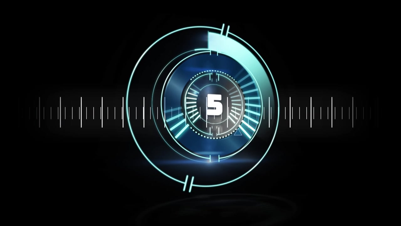 Animation of countdown over round scanner against measurement scale on black background