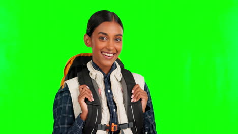 Travel,-green-screen-and-happy-woman-face