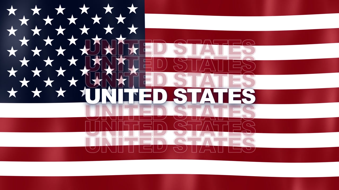 Stars And Stripes Flag Of The United States Displaying Fifty Stars, White And Red Stripes, And Centered Text.