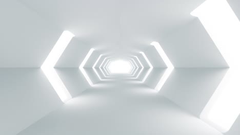 flying in a futuristic white sci-fi tunnel interior