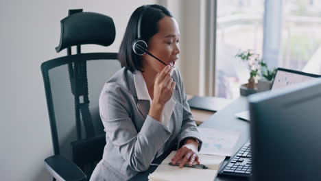 Call-center,-woman-and-happy-crm