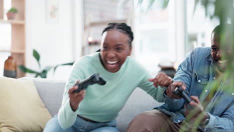 African-couple,-game-controller