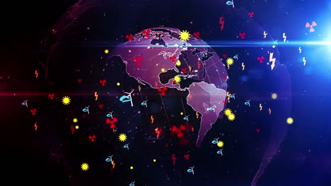 ciclo de producción de energía y energía mundial y fondo ininterrumpido