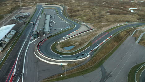 aerial of the zandvoort circuit in the netherlands - drone shot