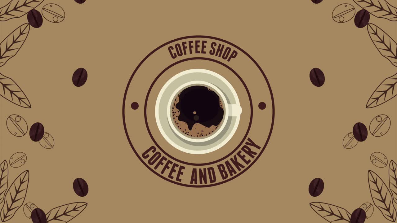 producto de sello de cafetería y animación de taza