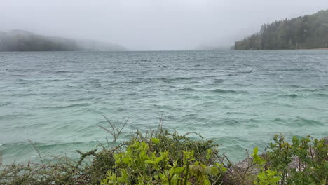 fuschelsee lake in austria during strong winds