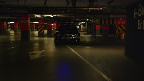 police car riding at underground parking