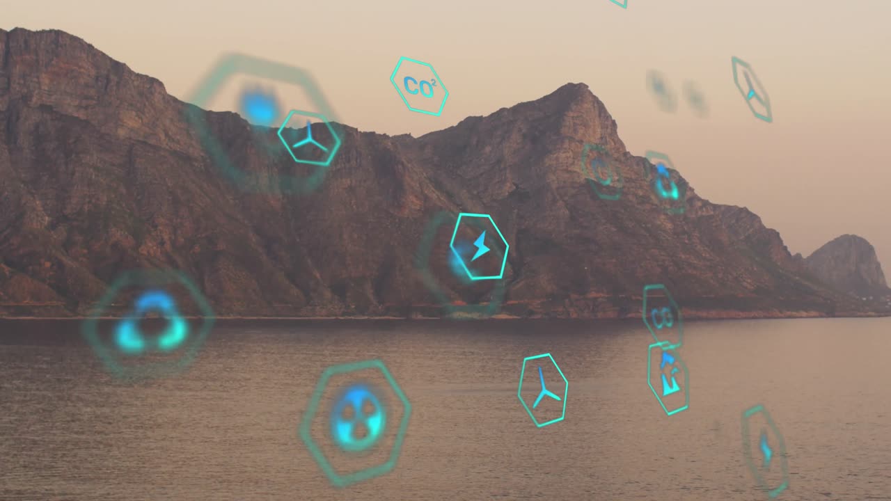 풍경 위의 지속가능성과 생태학 아이콘의 애니메이션