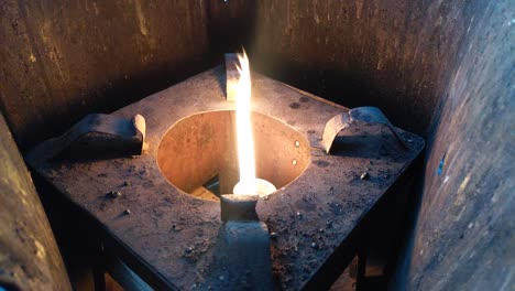 yellow luminous light view of the gas burner.