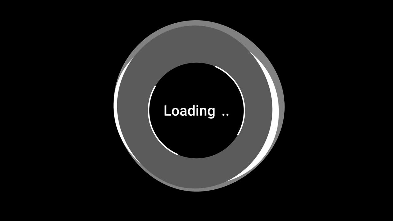 Loading circle animation. Download progress, preloader web design template, interface upload. Grey white circles rotating on black background